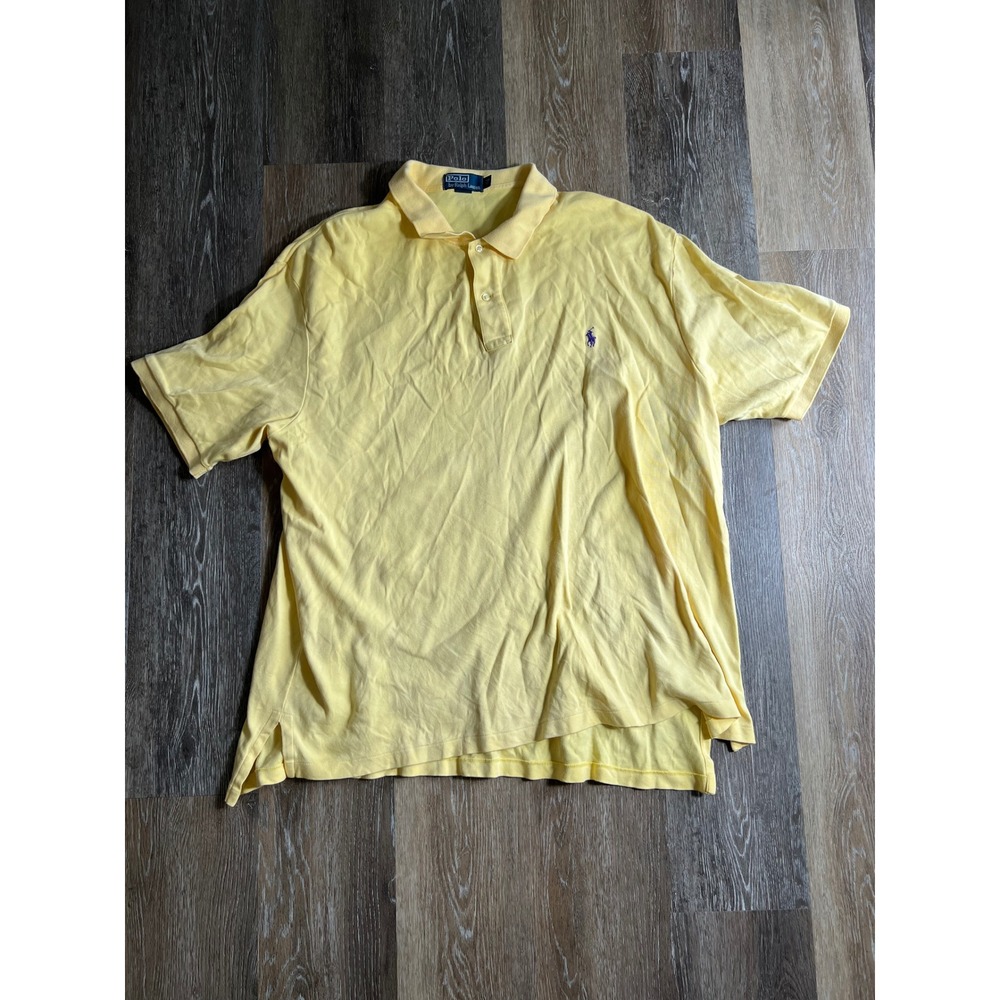 Polo Ralph Lauren Polo Shirt Mens 2XB Yellow Excellent Short Sleeve Pique